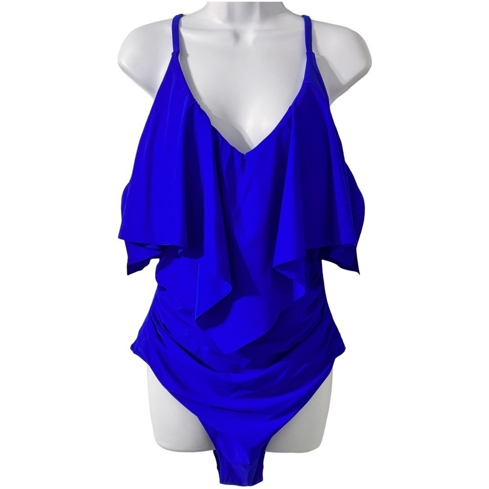 Slimming Ruffle One Piece
Ruched Tummy Control Bathing
Suits (Royal Blue, XL) - Picture 2 of 8